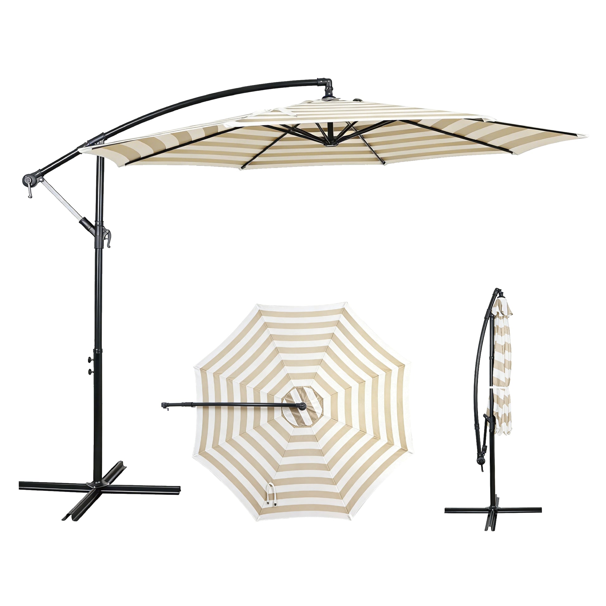 AE Outdoor 10FT Offset Patio Umbrella with Infinite Tilt & Cross Base