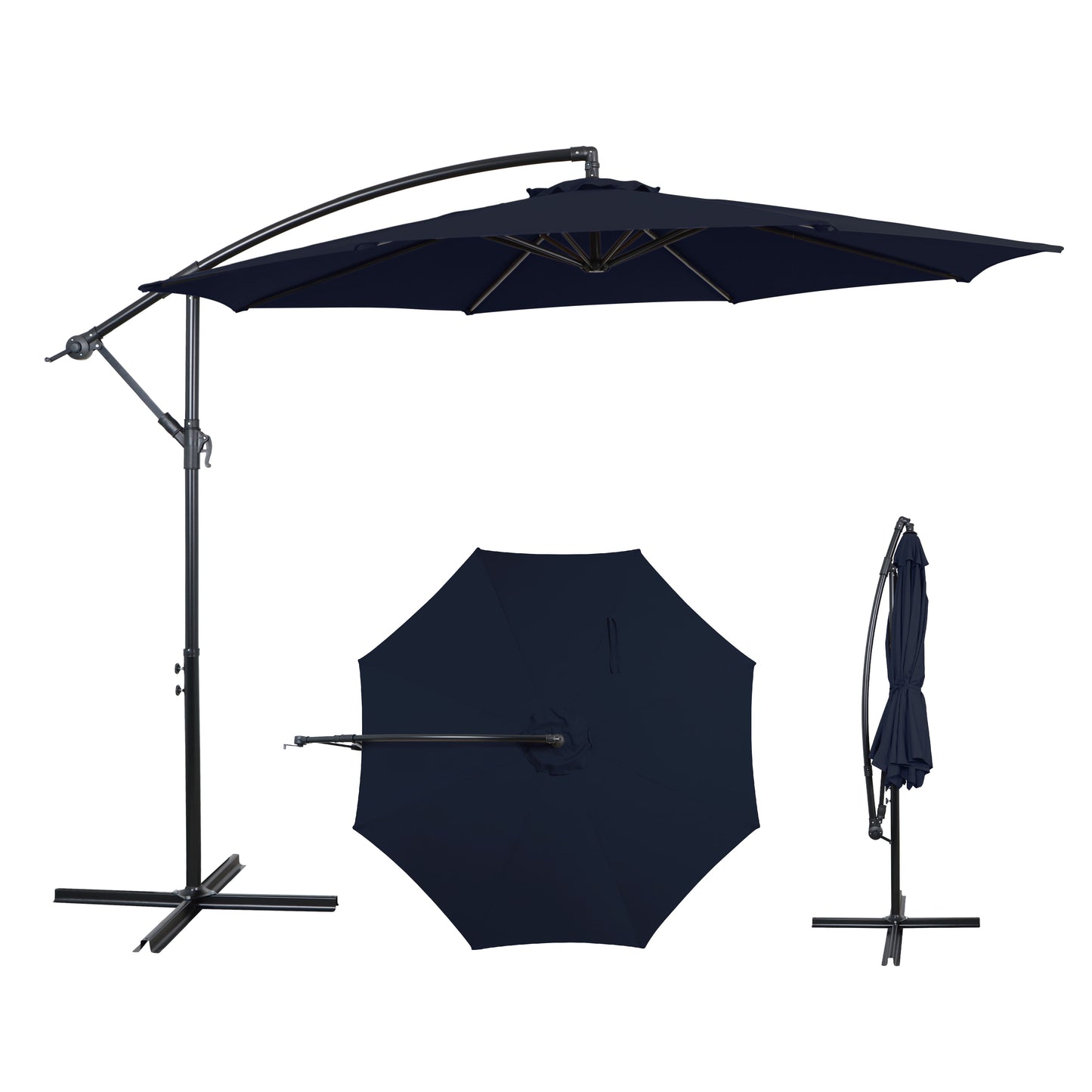 AE Outdoor 10FT Offset Patio Umbrella with Infinite Tilt & Cross Base