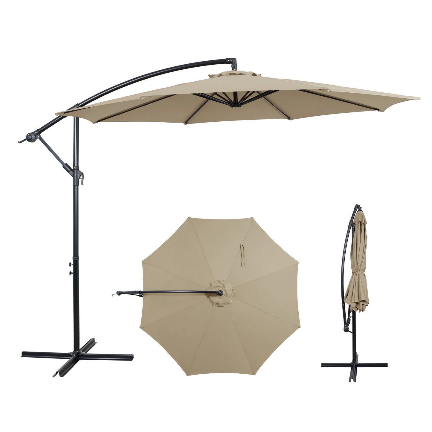 AE Outdoor 10FT Offset Patio Umbrella with Infinite Tilt & Cross Base