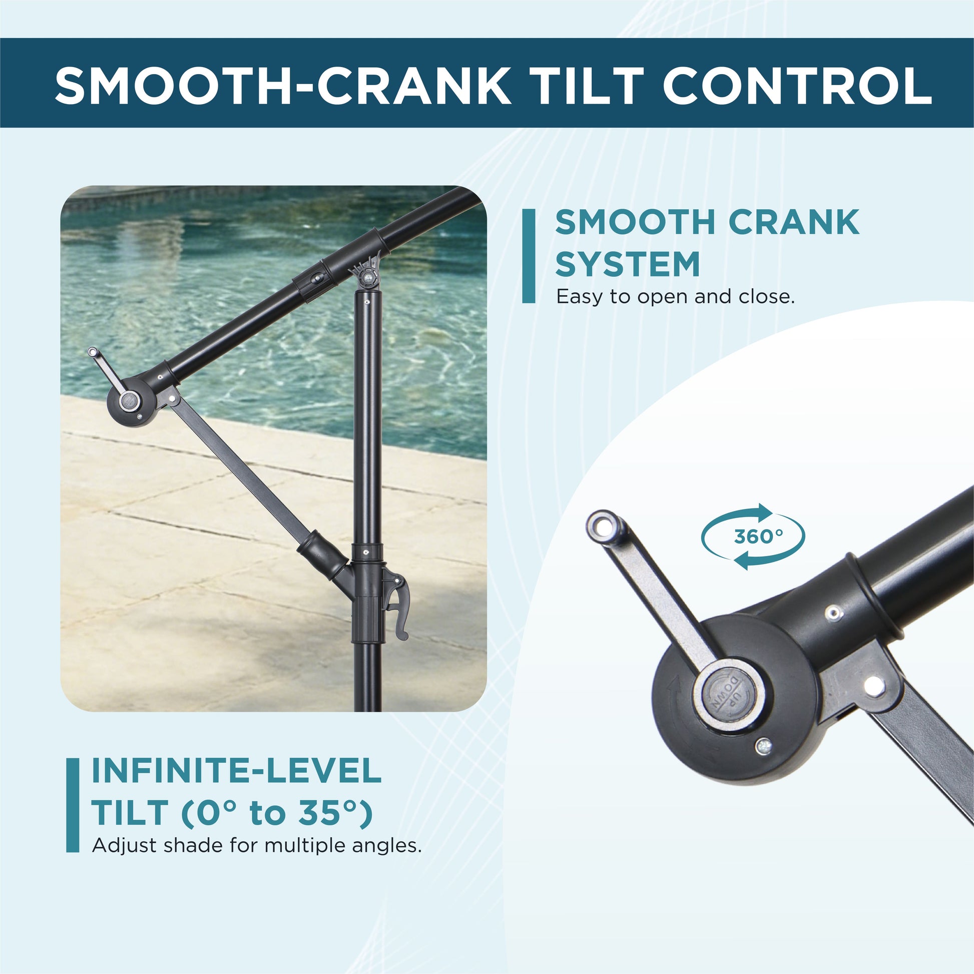 AE Outdoor 10FT Offset Patio Umbrella with Infinite Tilt & Cross Base