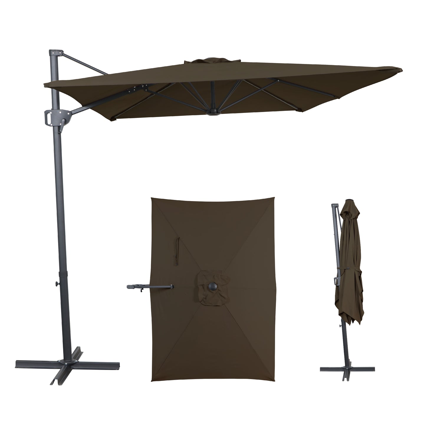AE Outdoor 6.5 x 10FT Cantilever Patio Umbrella with Cross Base
