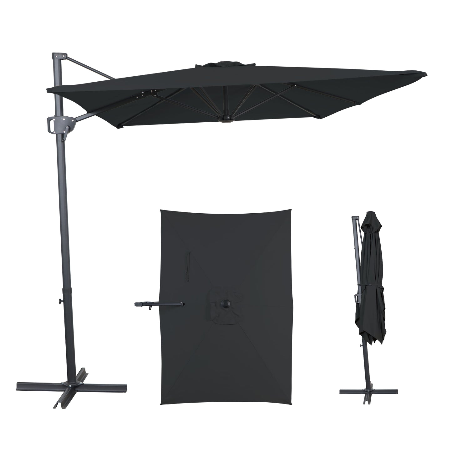 AE Outdoor 6.5 x 10FT Cantilever Patio Umbrella with Cross Base