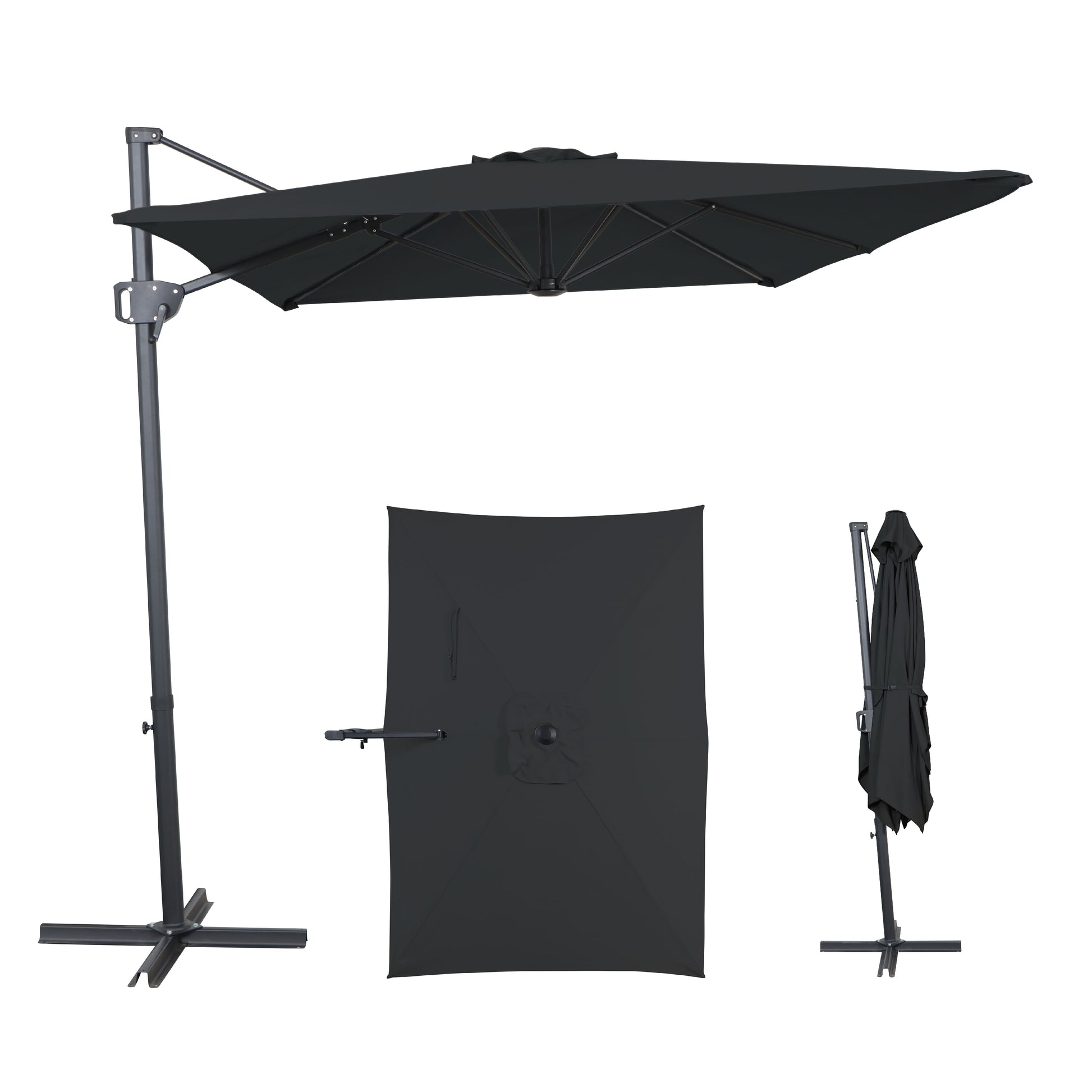 AE Outdoor 6.5 x 10FT Cantilever Patio Umbrella with Cross Base