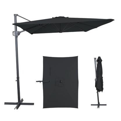 AE Outdoor 6.5 x 10FT Cantilever Patio Umbrella with Cross Base