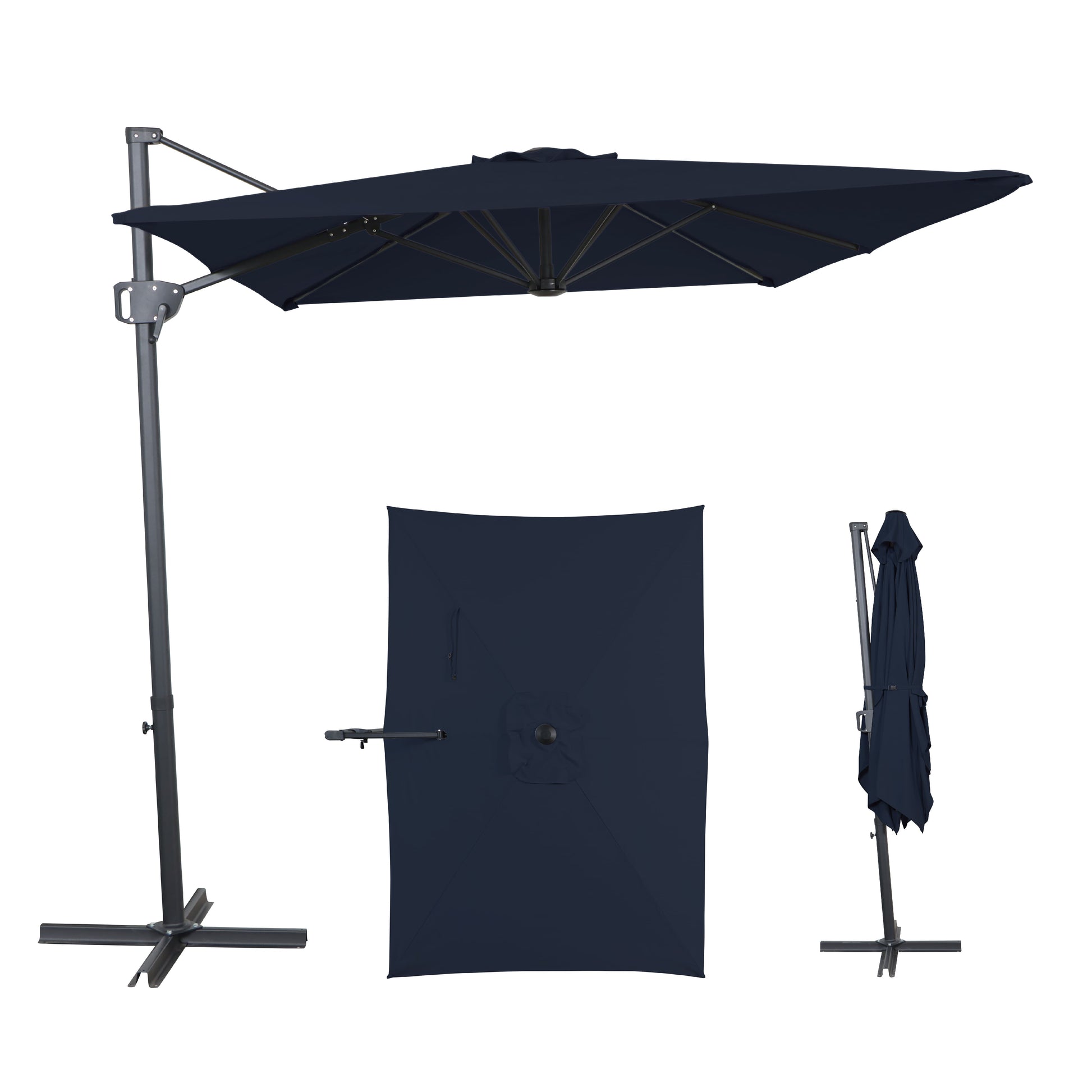 AE Outdoor 6.5 x 10FT Cantilever Patio Umbrella with Cross Base