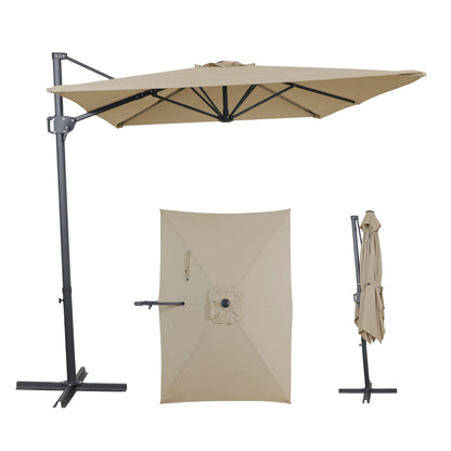 AE Outdoor 6.5 x 10FT Cantilever Patio Umbrella with Cross Base