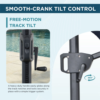 AE Outdoor 6.5 x 10FT Cantilever Patio Umbrella with Cross Base