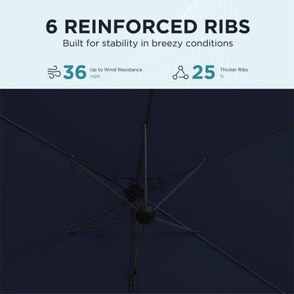 AE Outdoor 6.5 x 10FT Cantilever Patio Umbrella with Cross Base