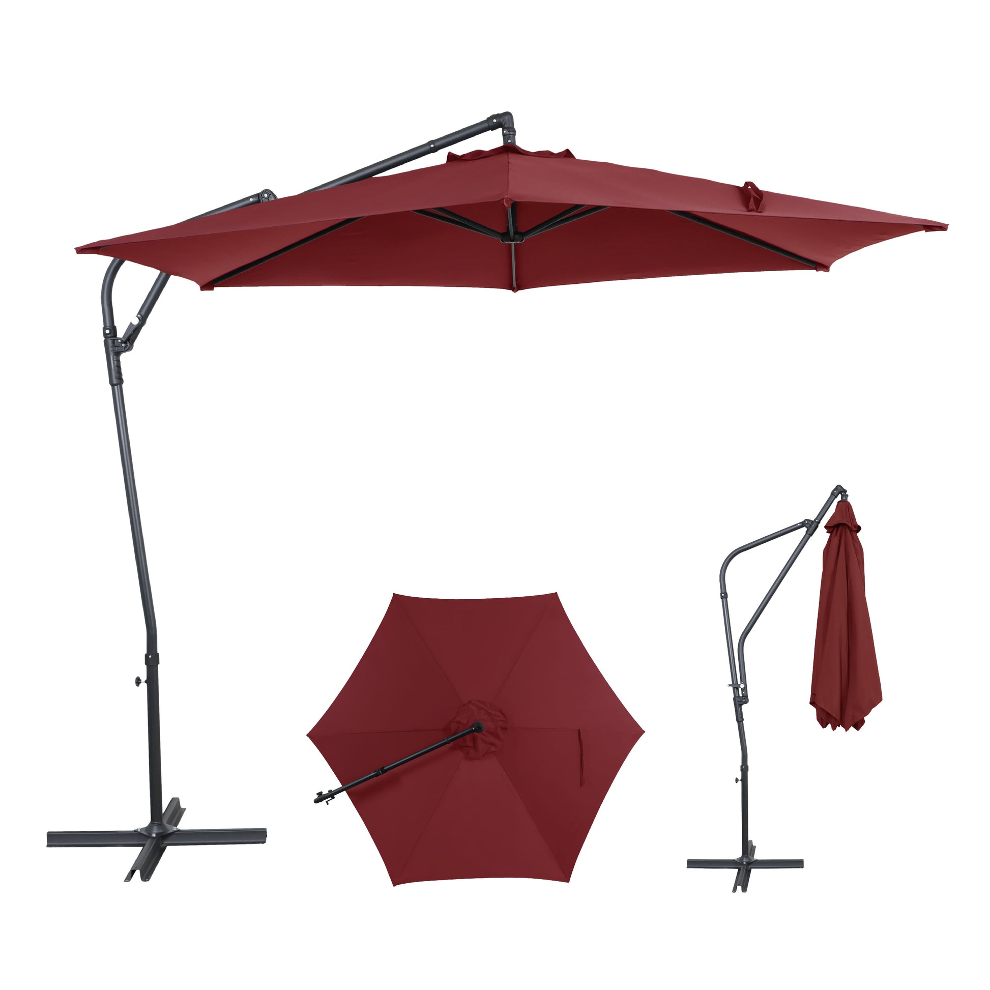 AE Outdoor 10FT Cantilever Patio Umbrella with Infinite Tilt & Cross Base