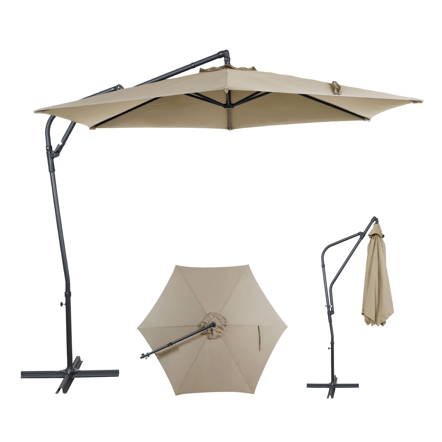 AE Outdoor 10FT Cantilever Patio Umbrella with Infinite Tilt & Cross Base