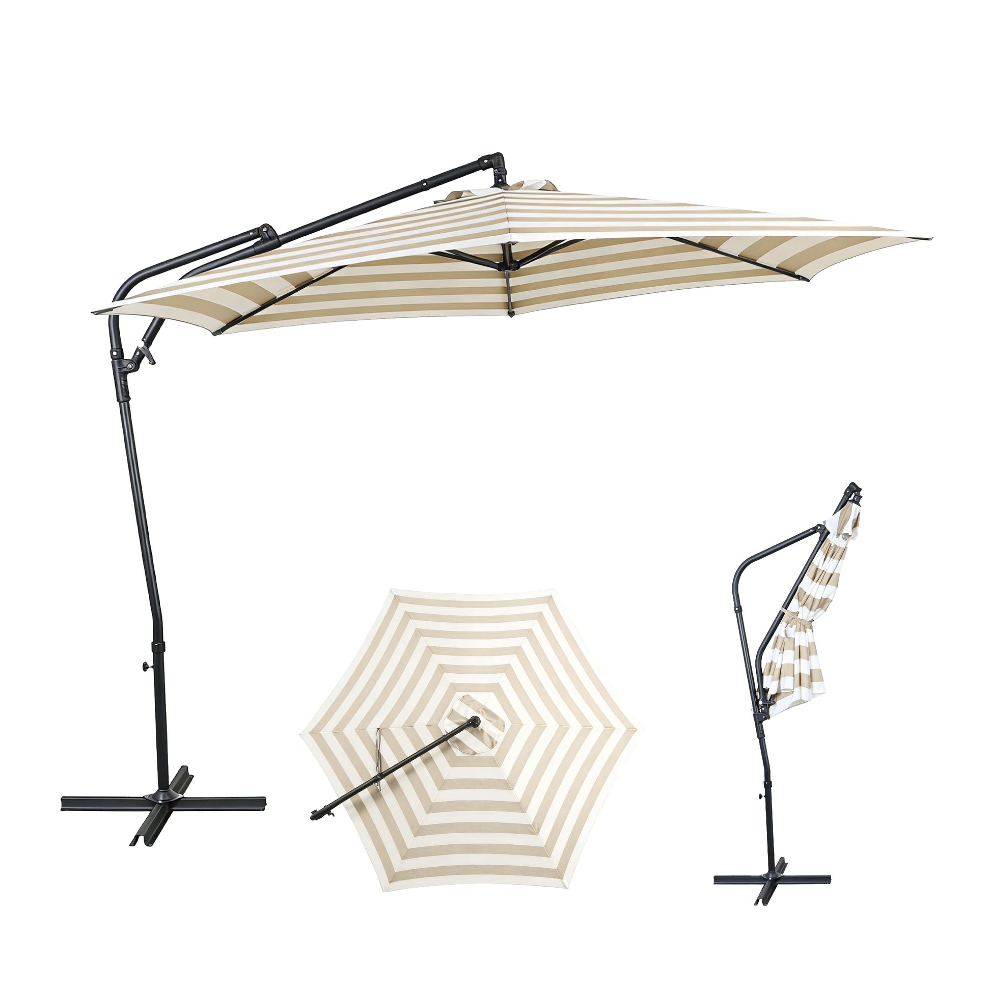 10FT Cantilever Patio Umbrella with Cross Base