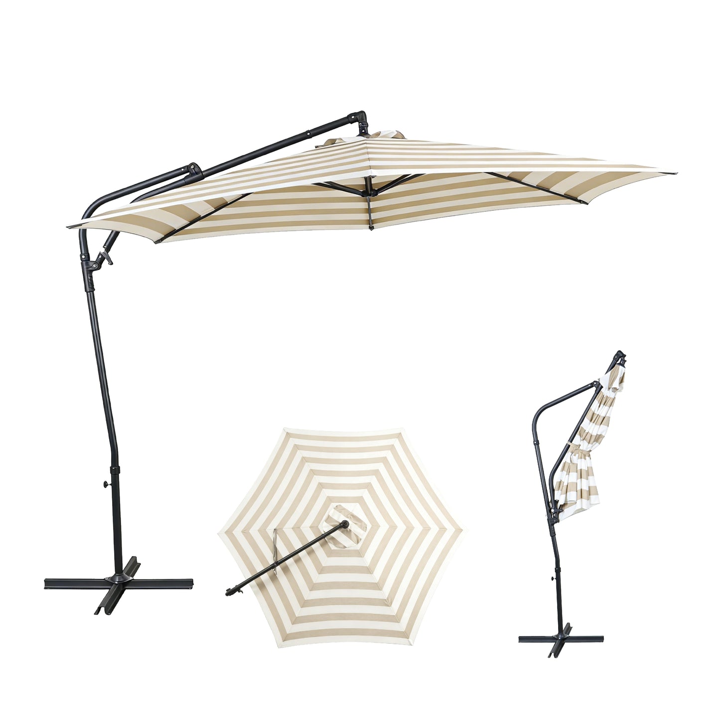 AE Outdoor 10FT Cantilever Patio Umbrella with Infinite Tilt & Cross Base
