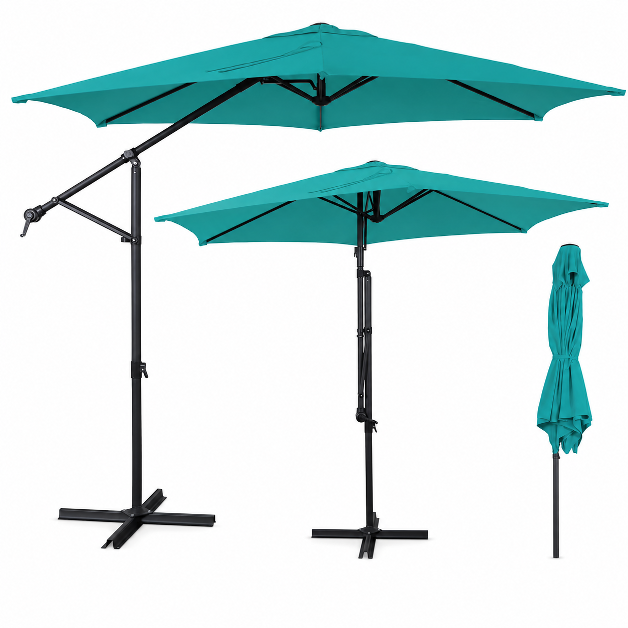AE Outdoor 10FT 2-in-1 Convertible Patio Umbrella with Infinite Tilt & 360° Swivel