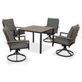 AE Outdoor 5-Piece Patio Dining Set with 4 Swivel Chairs + Square Table