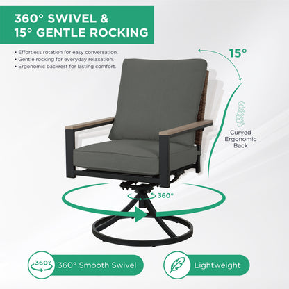 AE Outdoor 5-Piece Patio Dining Set with 4 Swivel Chairs + Square Table