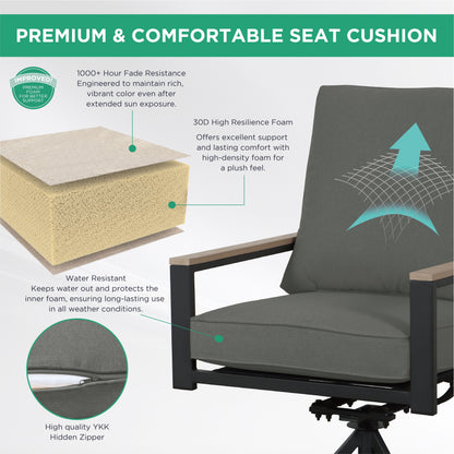 AE Outdoor 5-Piece Patio Dining Set with 4 Swivel Chairs + Square Table