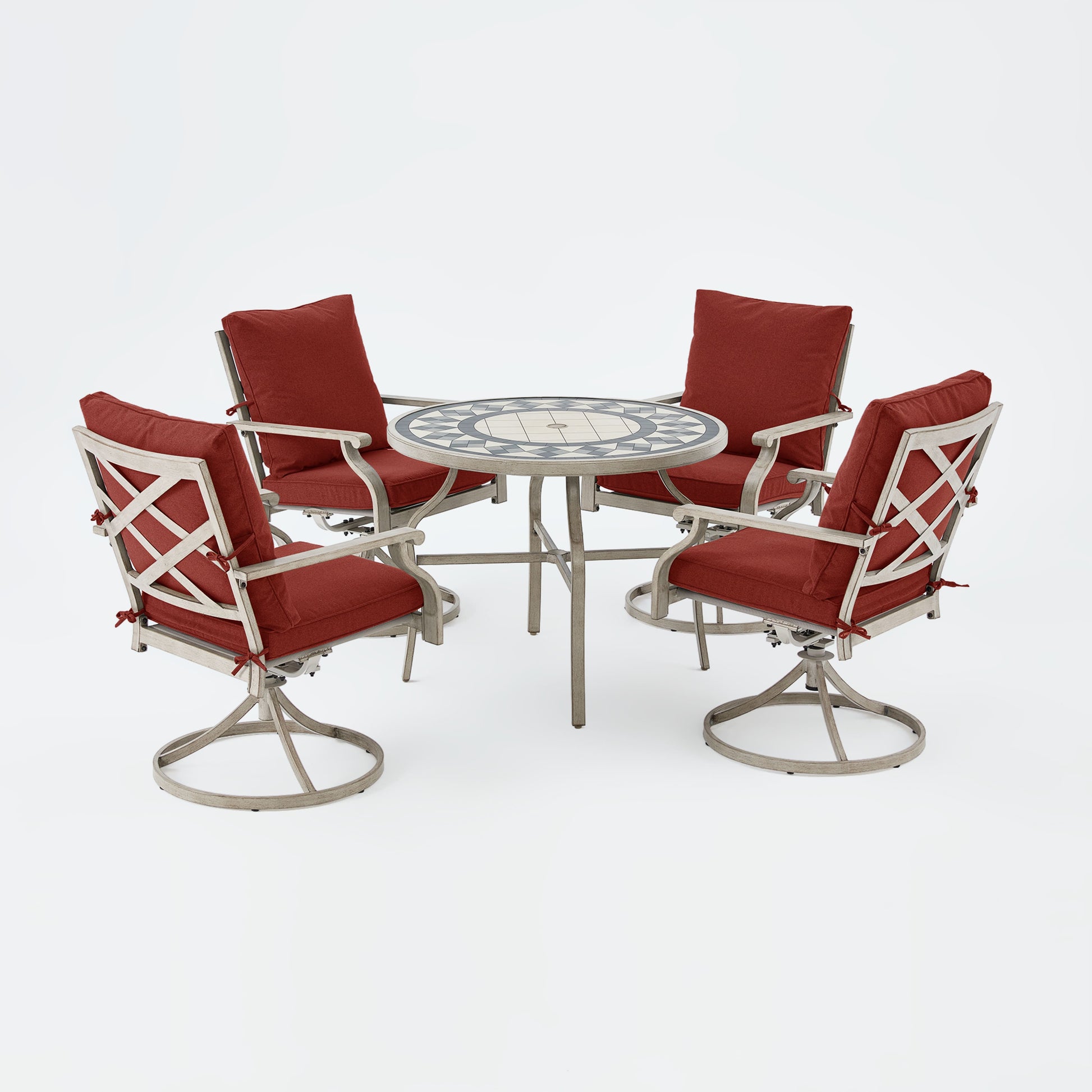 AE Outdoor 5-Piece Patio Dining Set with 4 Swivel Chairs + 3D Textured Table