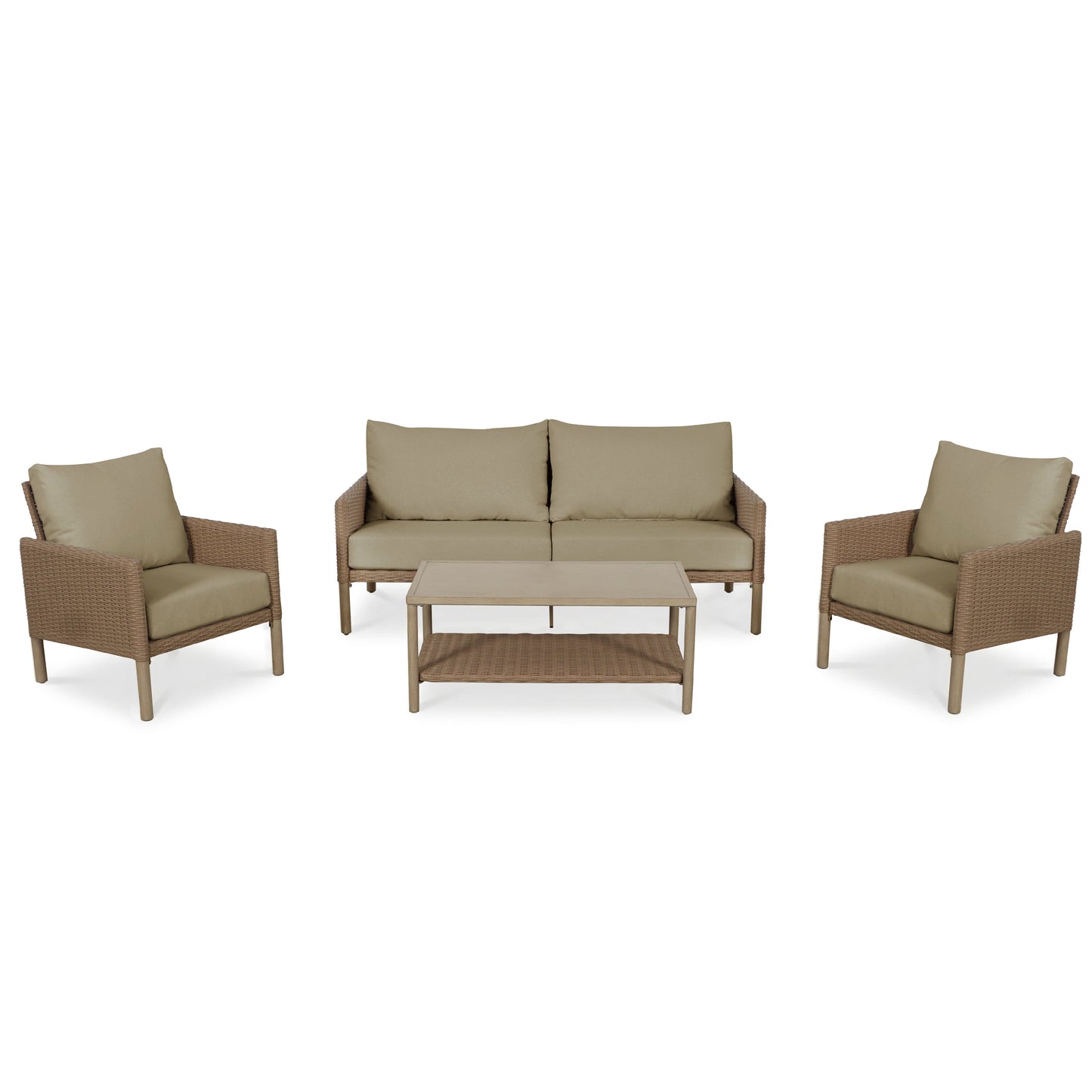 AE Outdoor 4-Piece Wicker Patio Conversation Set with Coffee Table