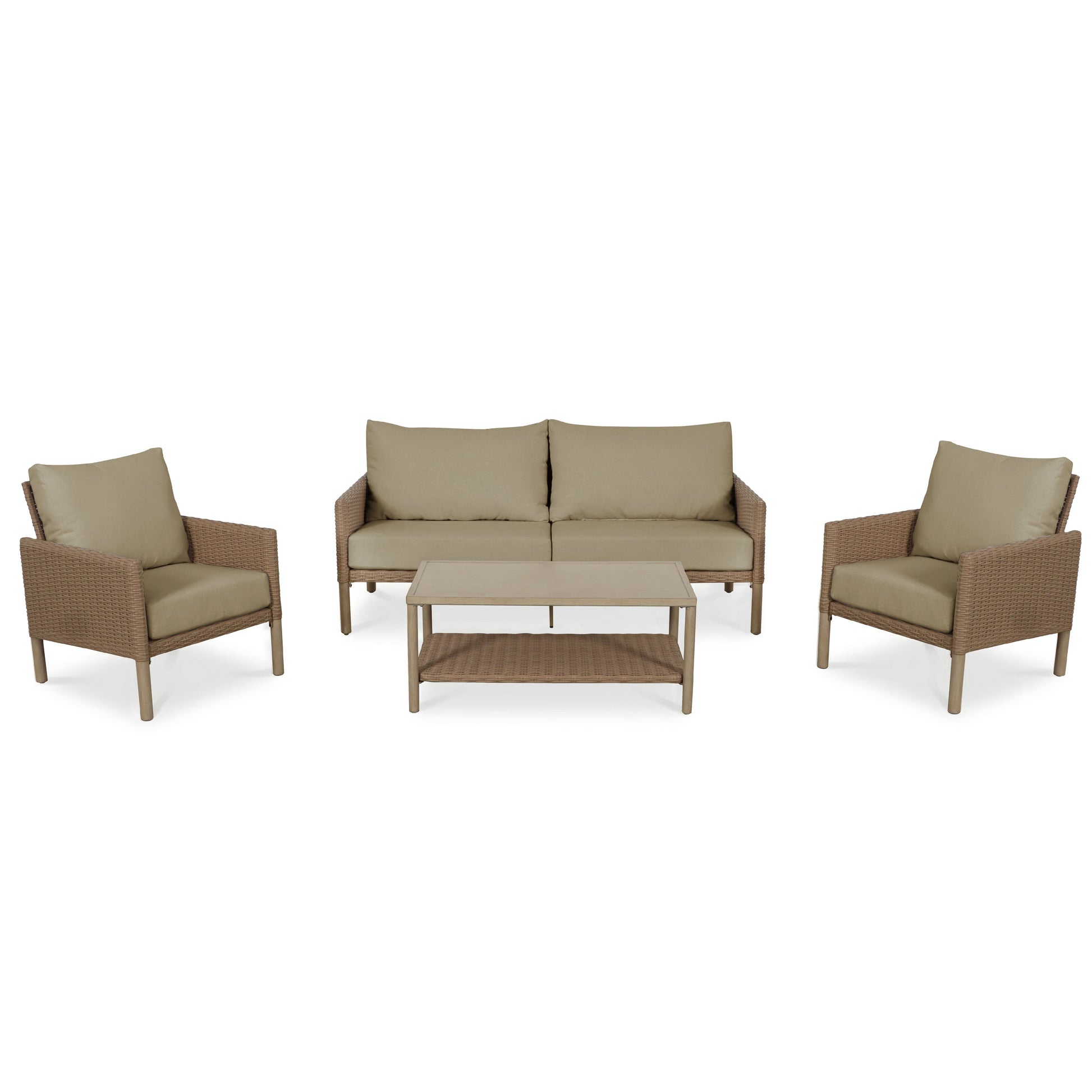 AE Outdoor 4-Piece Wicker Patio Conversation Set with Coffee Table