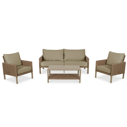 AE Outdoor 4-Piece Wicker Patio Conversation Set with Coffee Table