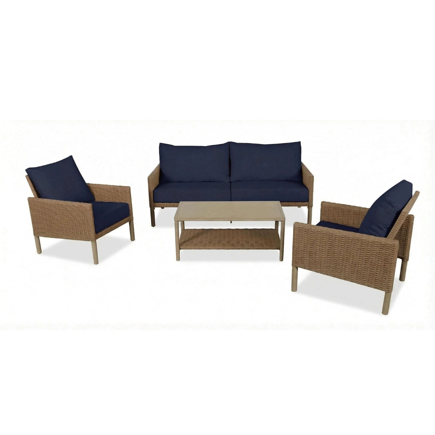 AE Outdoor 4-Piece Wicker Patio Conversation Set with Coffee Table