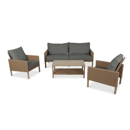 AE Outdoor 4-Piece Wicker Patio Conversation Set with Coffee Table