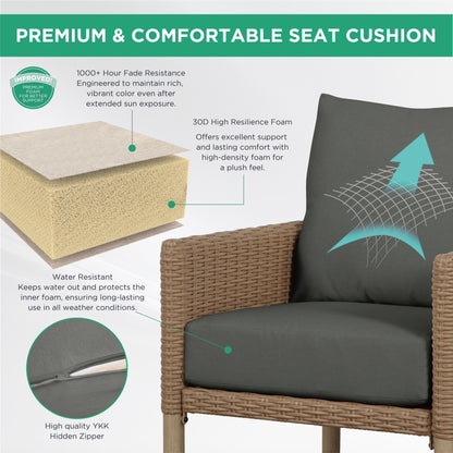 AE Outdoor 4-Piece Wicker Patio Conversation Set with Coffee Table