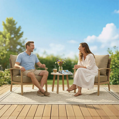 AE Outdoor 3-Piece Patio Bistro Set with 2 Chairs + Coffee Table