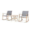 AE Outdoor 3-Piece Rocking Bistro Set with Glass Table | Grey
