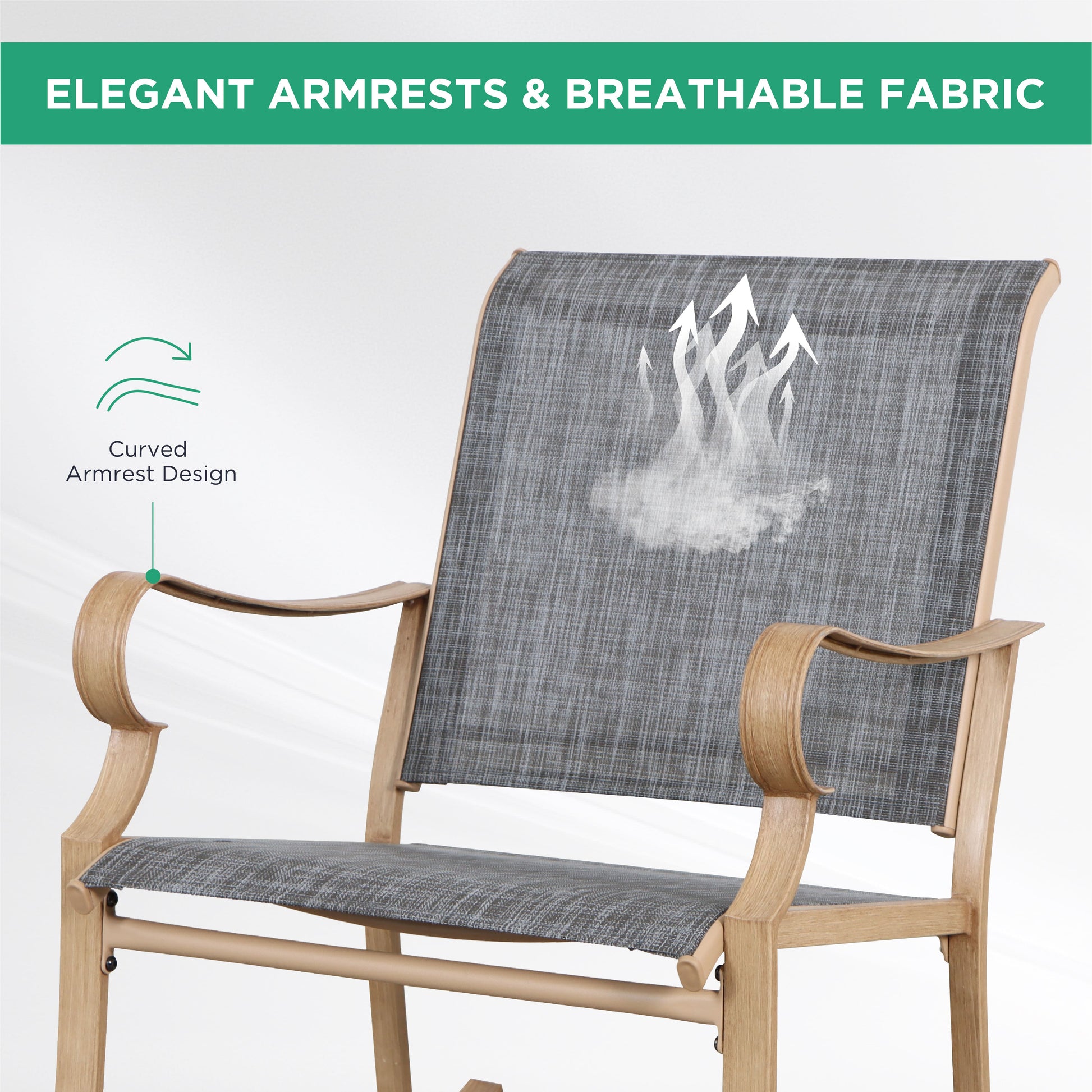 AE Outdoor 3-Piece Rocking Bistro Set with Glass Table | Grey