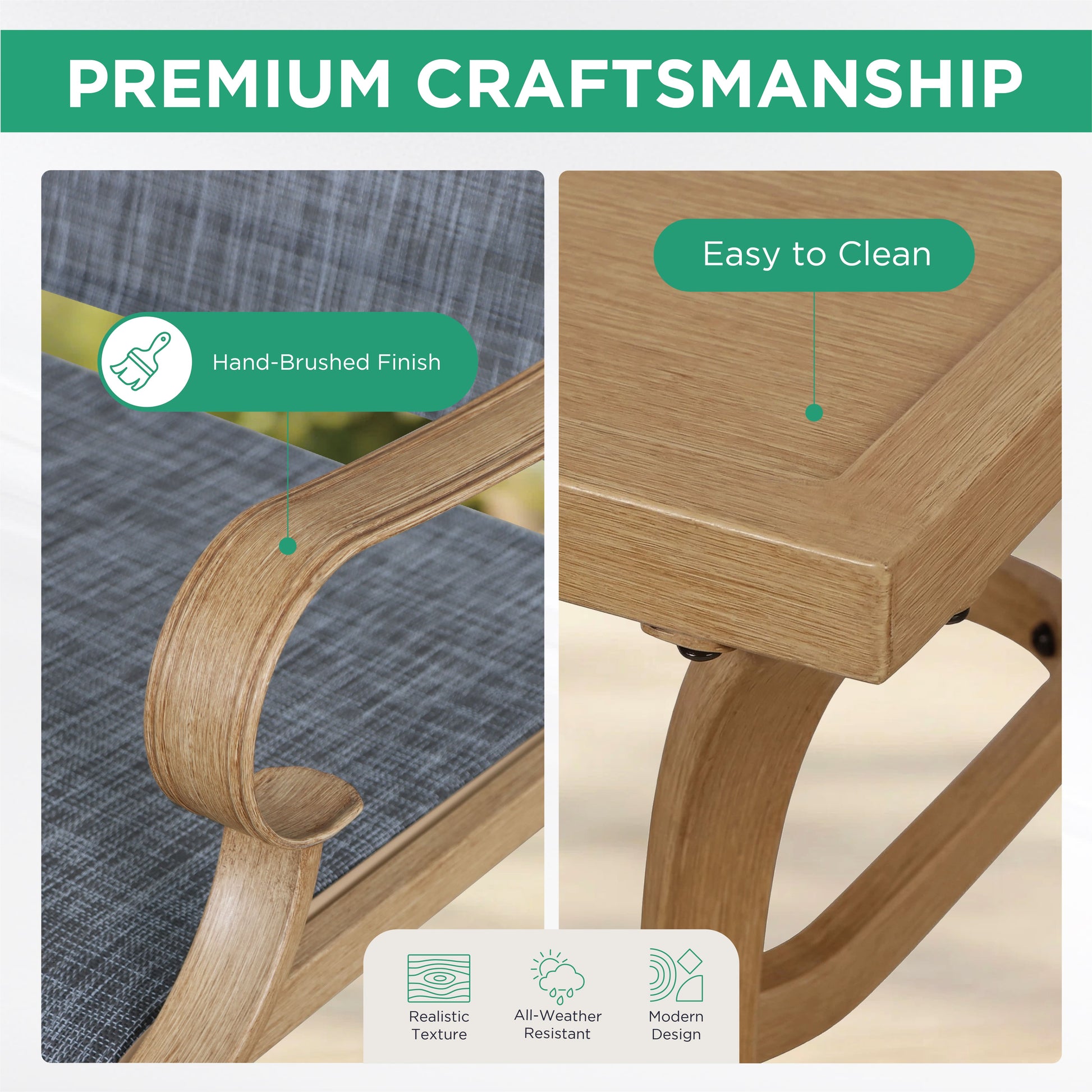 AE Outdoor 3-Piece Rocking Bistro Set with Glass Table | Grey