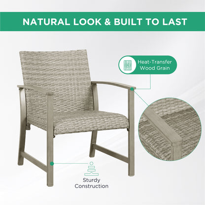 AE Outdoor 4-Piece Wicker Patio Conversation Set with Padded Cushions | Light Grey