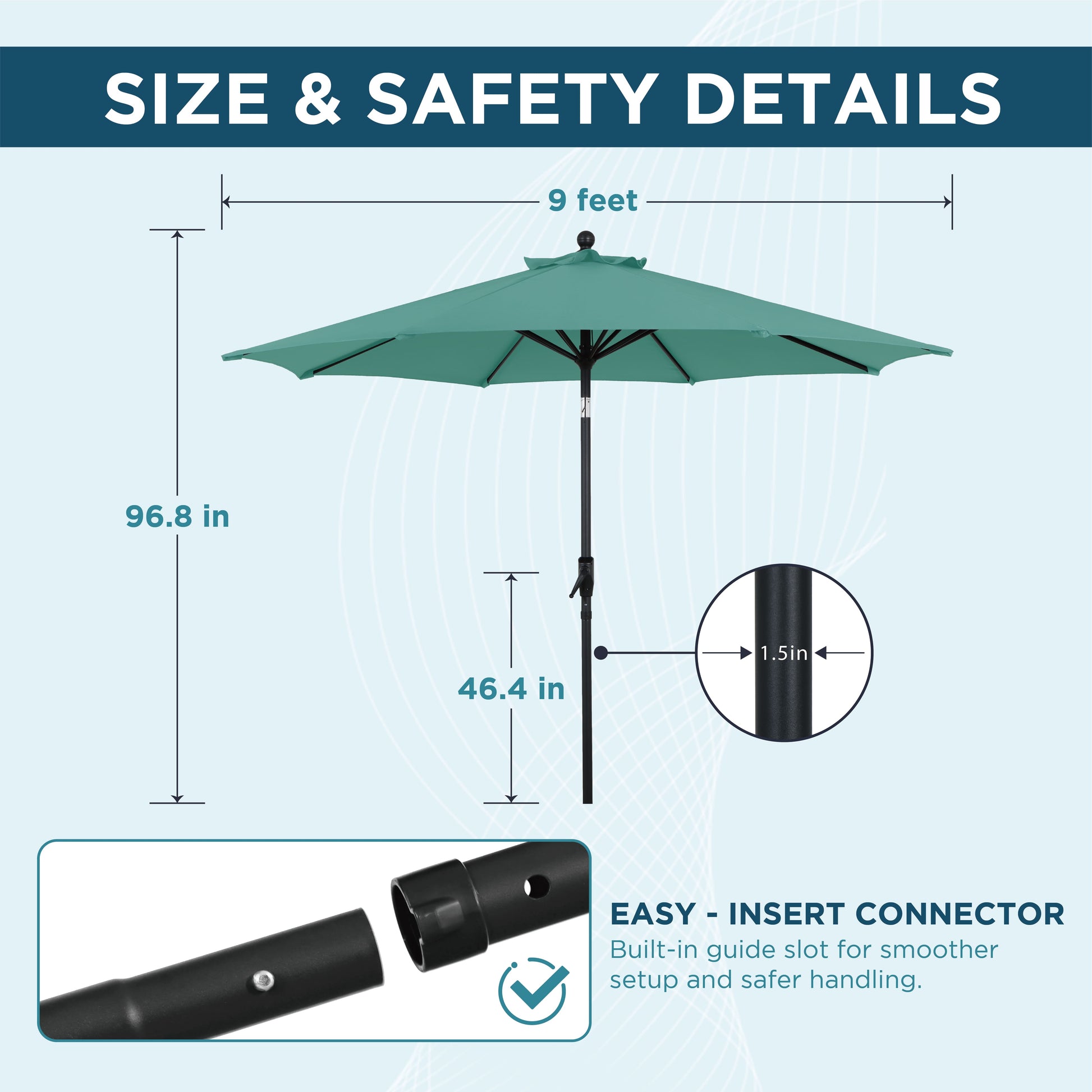 AE Outdoor 9FT Patio Umbrella with Crank Lift & Auto Tilt