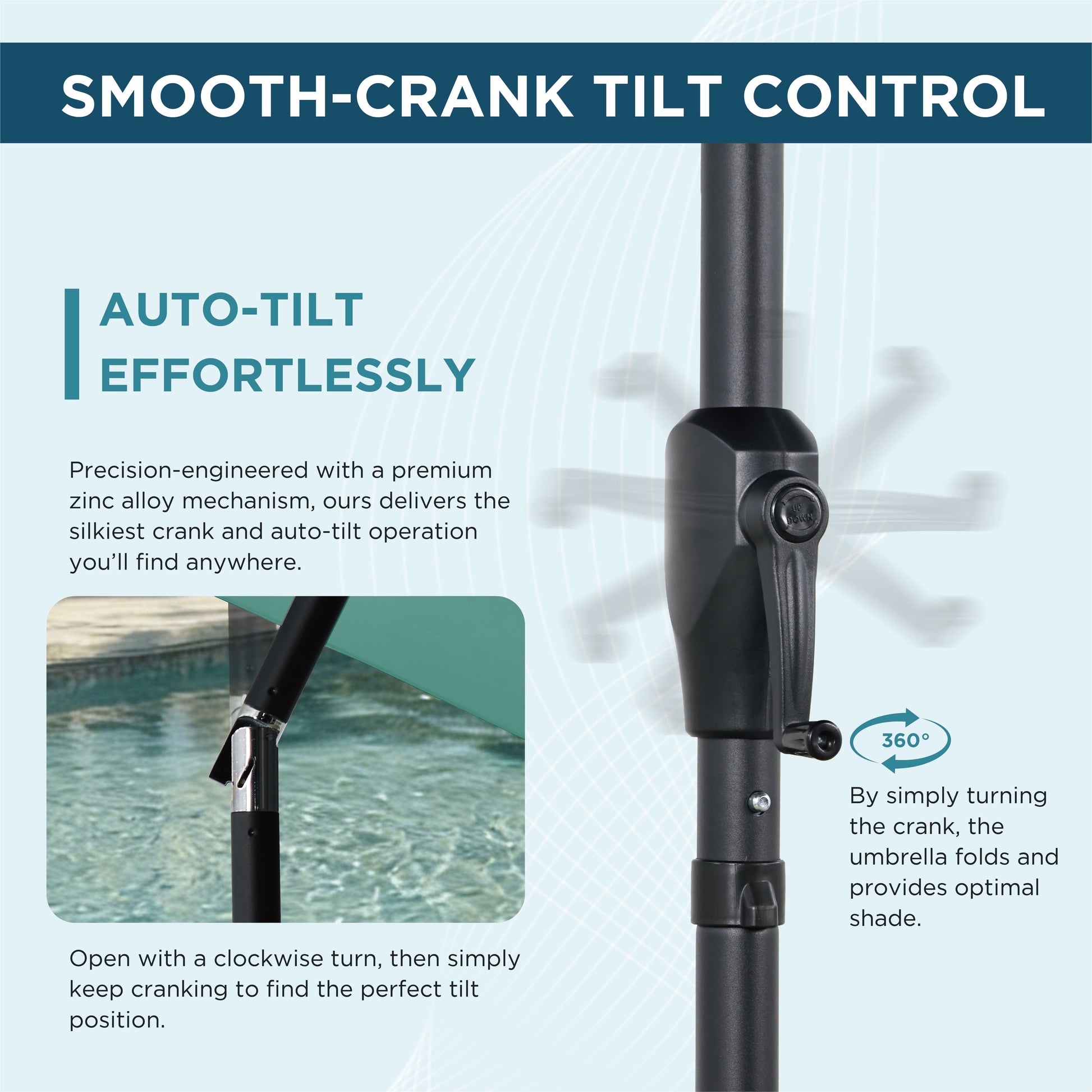 AE Outdoor 9FT Patio Umbrella with Crank Lift & Auto Tilt