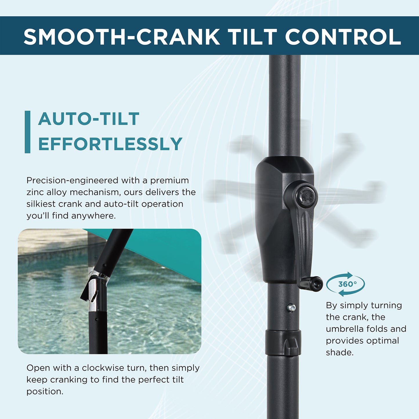 AE Outdoor 9FT Patio Umbrella with Crank Lift & Auto Tilt