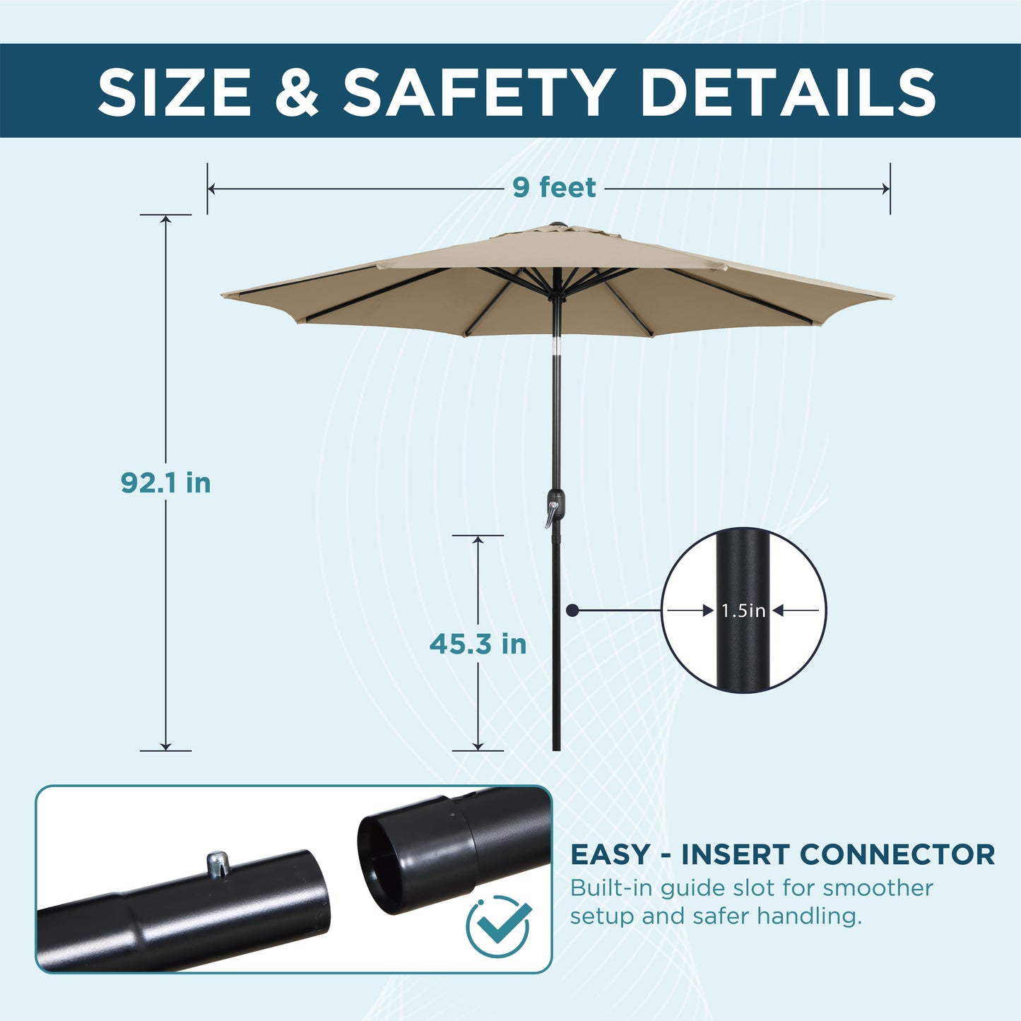 AE Outdoor 9FT Patio Umbrella with Crank Lift & Tilt