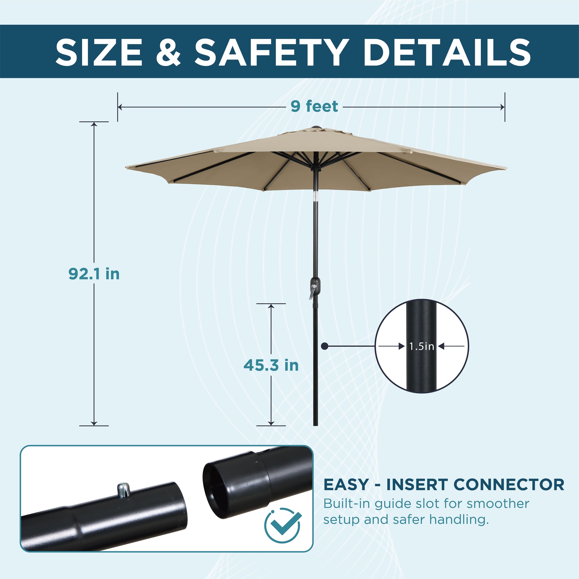 AE Outdoor 9FT Patio Umbrella with Crank Lift & Tilt