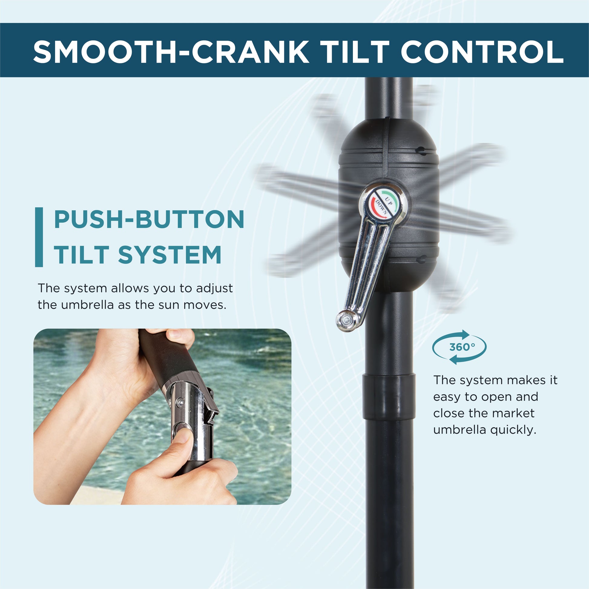 AE Outdoor 9FT Patio Umbrella with Crank Lift & Tilt