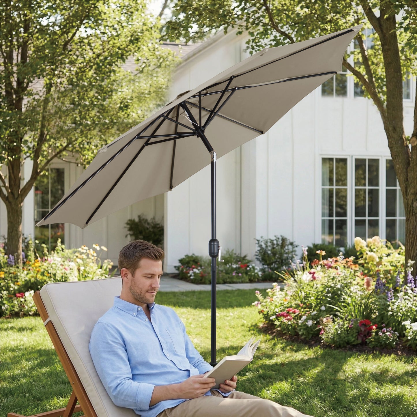AE Outdoor 9FT Patio Umbrella with Crank Lift & Tilt