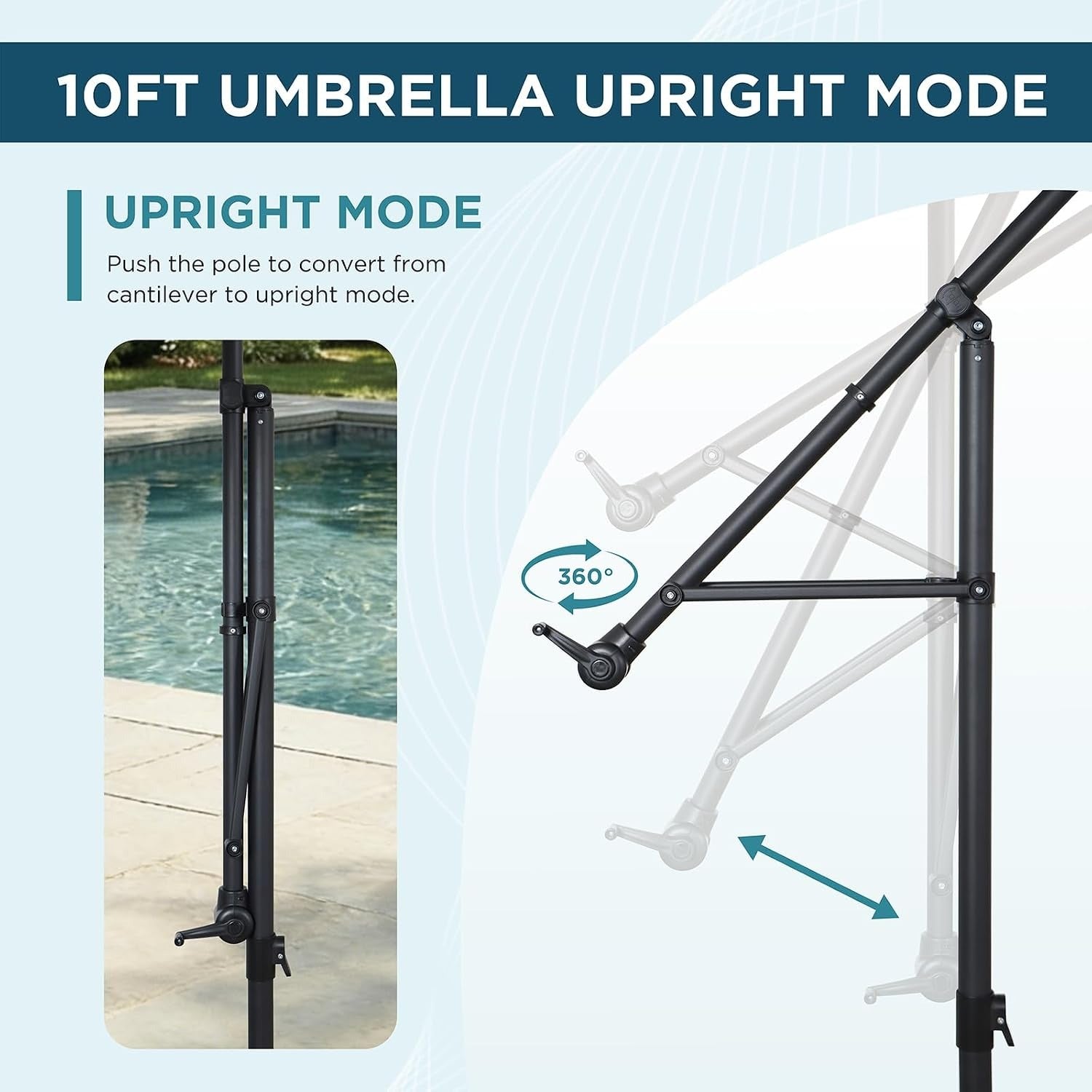 10FT Cantilever Patio Umbrella with Cross Base