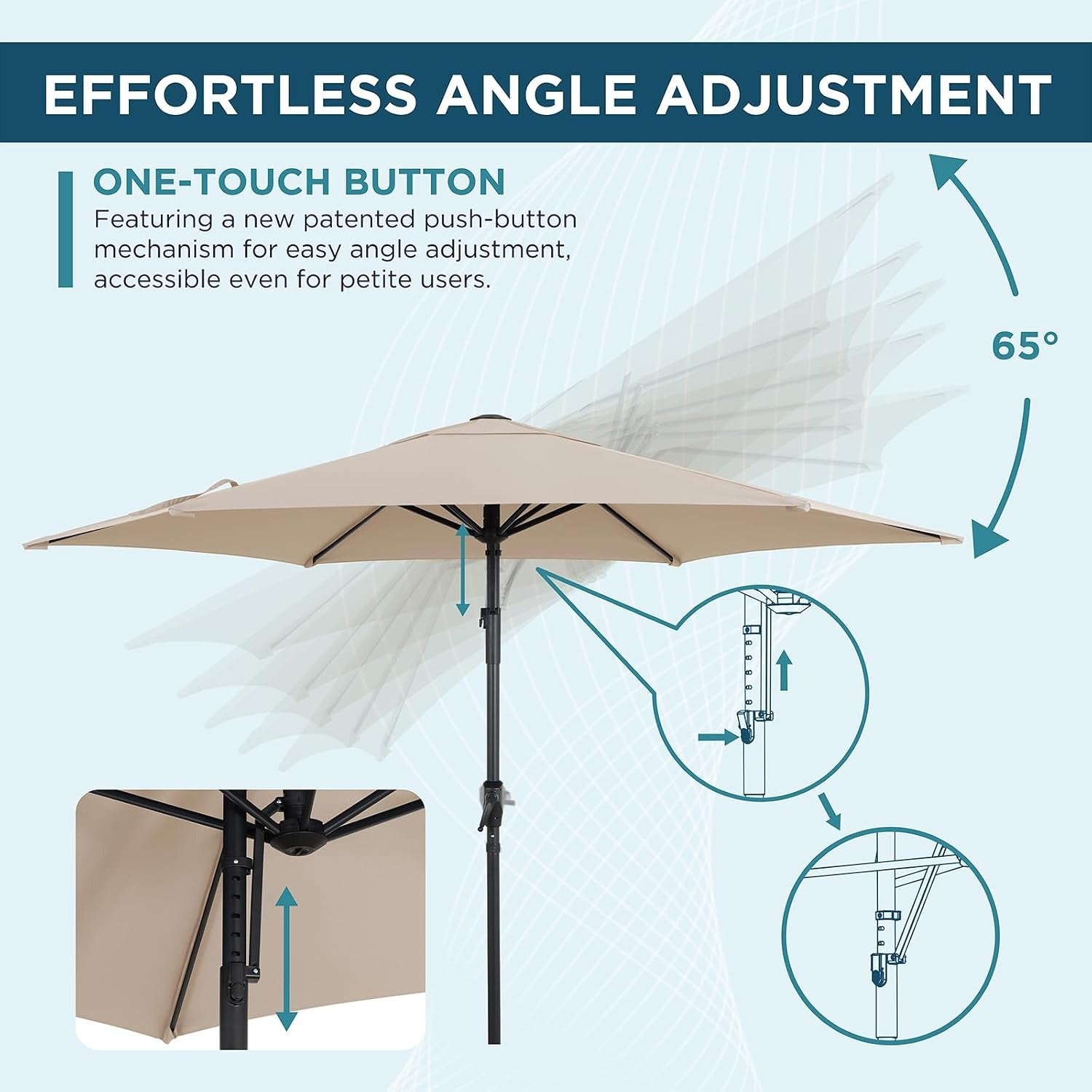 9FT Patio Market Umbrella with Push-Button Tilt UV Resistant