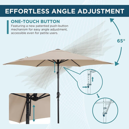 9FT Patio Market Umbrella with Push-Button Tilt UV Resistant