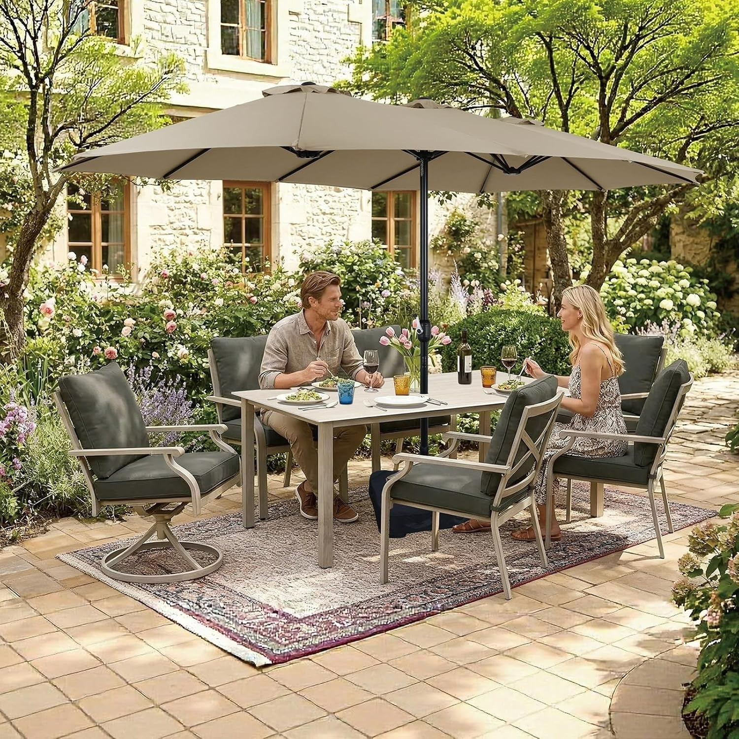 7-Piece Patio Dining Set with Swivel Chairs