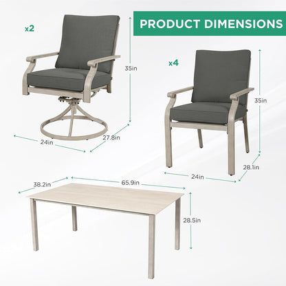 AE Outdoor 7-Piece Patio Dining Set with 4 Dining Chairs + 2 Swivel Chairs