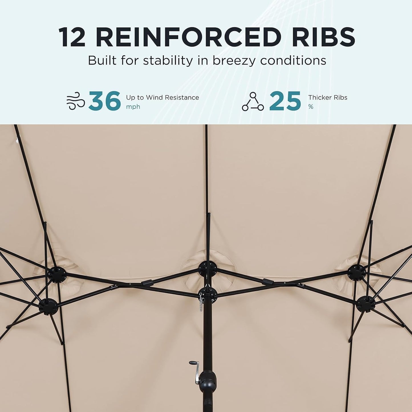 AE Outdoor 15FT Extra Large Double-Sided Patio Umbrella with Base Included