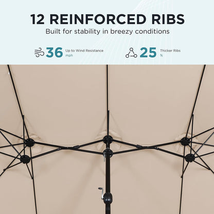 AE Outdoor 15FT Extra Large Double-Sided Patio Umbrella with Base Included