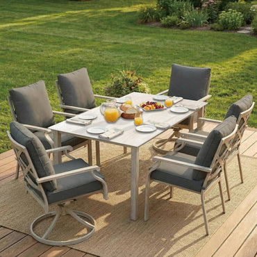 AE Outdoor 7-Piece Patio Dining Set with 4 Dining Chairs + 2 Swivel Chairs