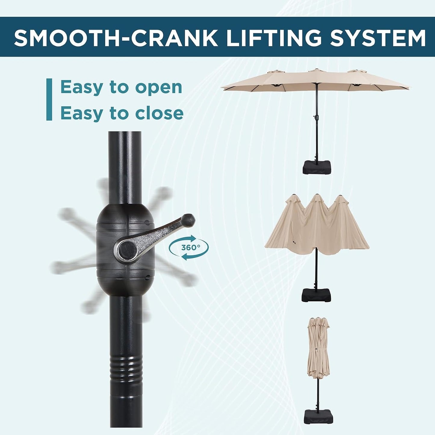 AE Outdoor 15FT Extra Large Double-Sided Patio Umbrella with Base Included
