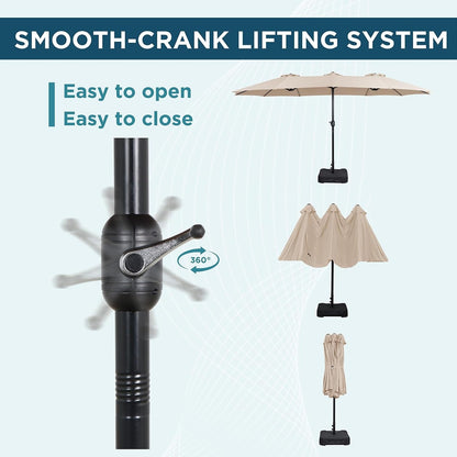 AE Outdoor 15FT Extra Large Double-Sided Patio Umbrella with Base Included