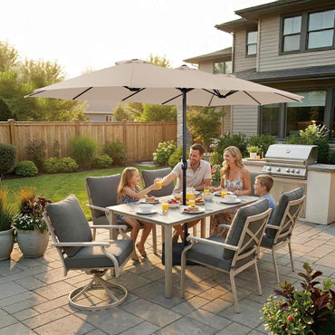 AE Outdoor 15FT Extra Large Double-Sided Patio Umbrella with Base Included